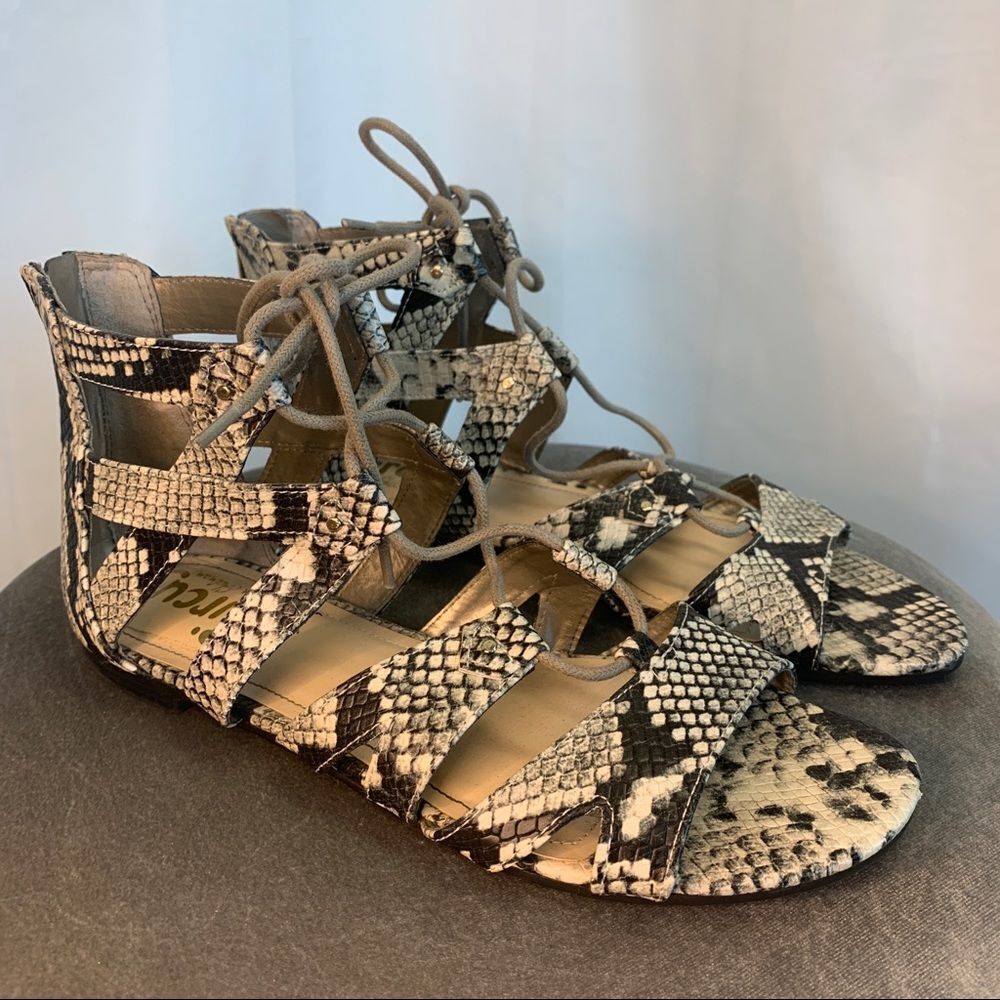 SAM Edelman Bysam snakeskin gladiator sandals Sz 9.5
